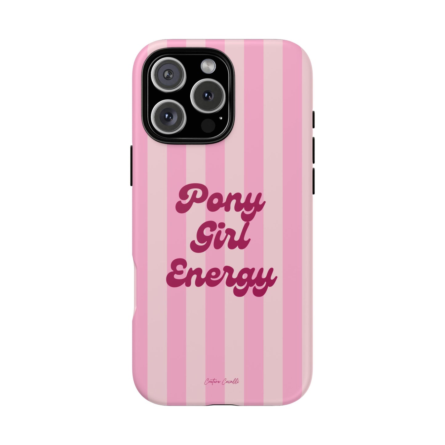 Pony Girl Energy Tough Phone Case — Pink Striped Protective Cover