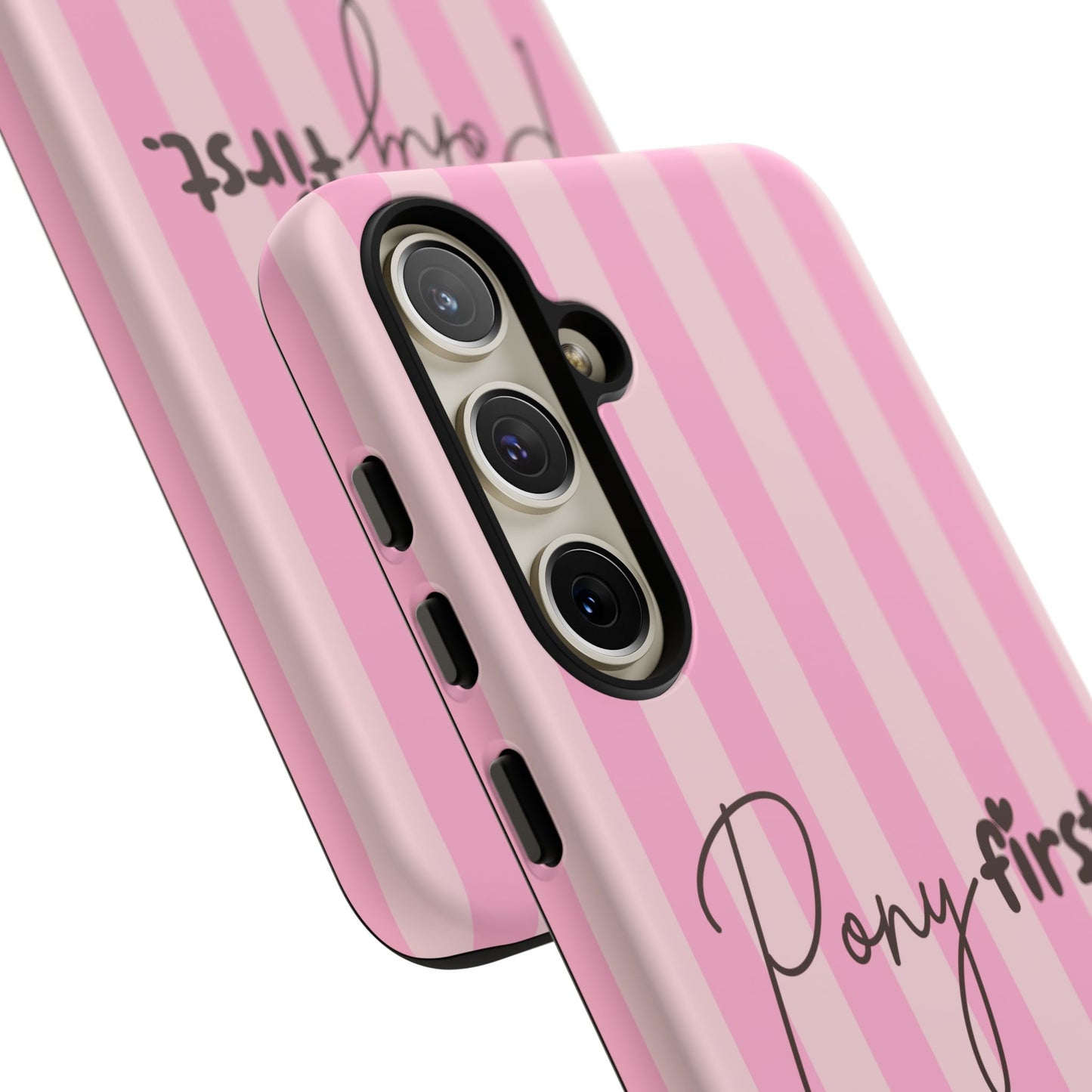 Pony First Phone Case — Pink Striped Tough Case for Horse Lovers