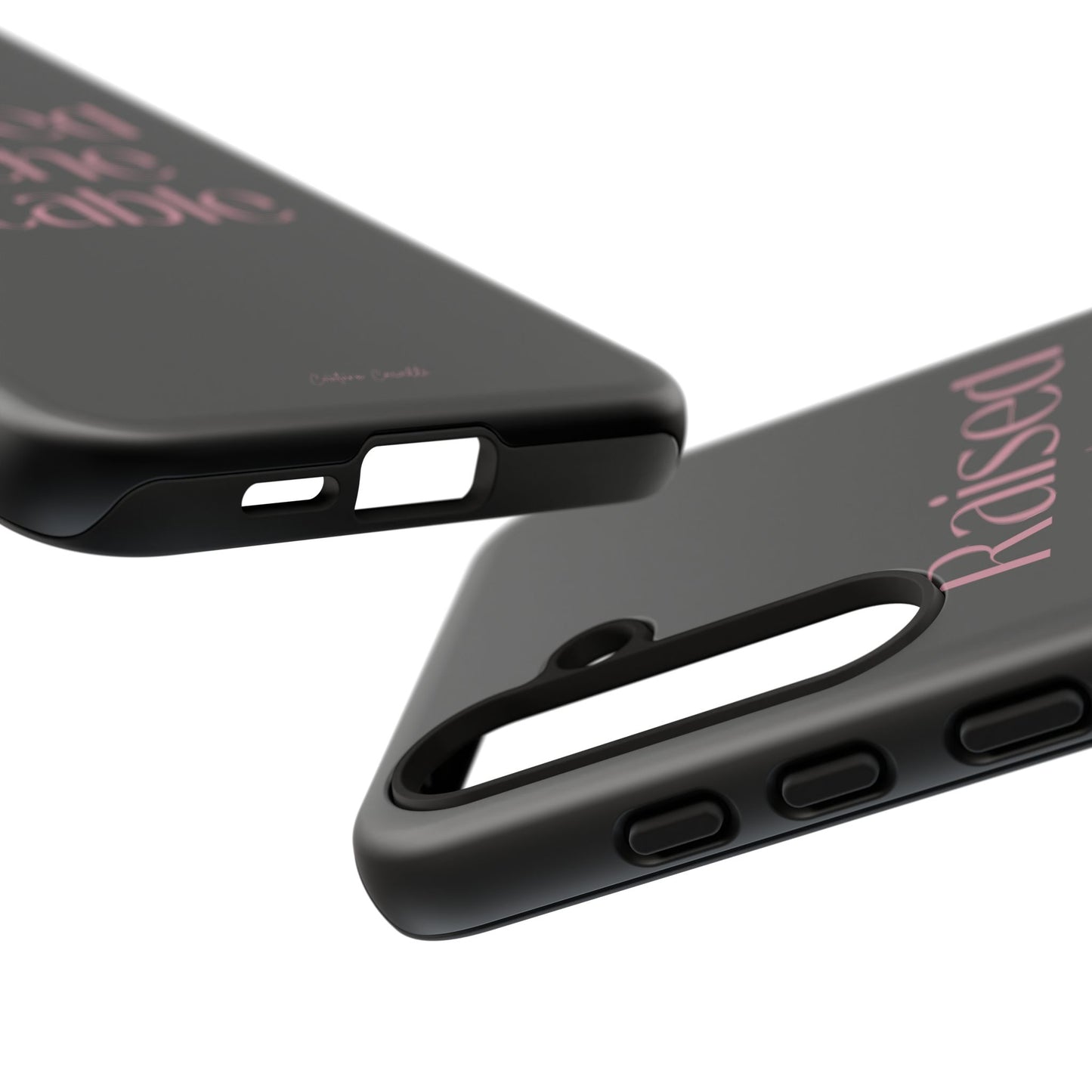 Raised in the Stable Phone Case — Black Protective Tough Case with Pink Script