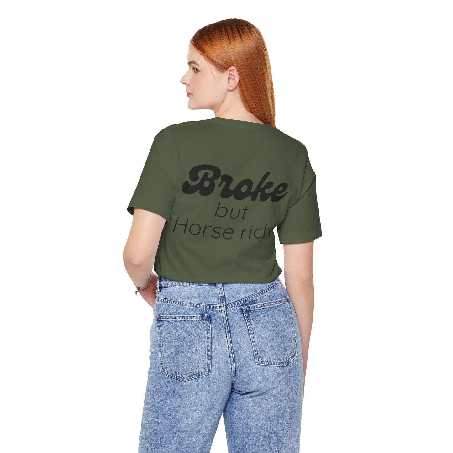 Broke But Horse Rich Graphic Tee — Funny Equestrian T‑Shirt for Horse Lovers