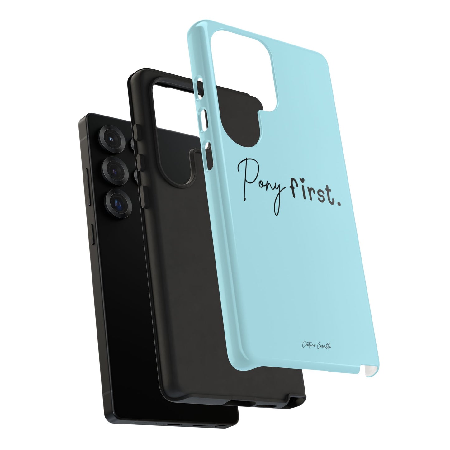 Pony First Phone Case - Protective Tough iPhone Cover with Minimalist Equestrian Script