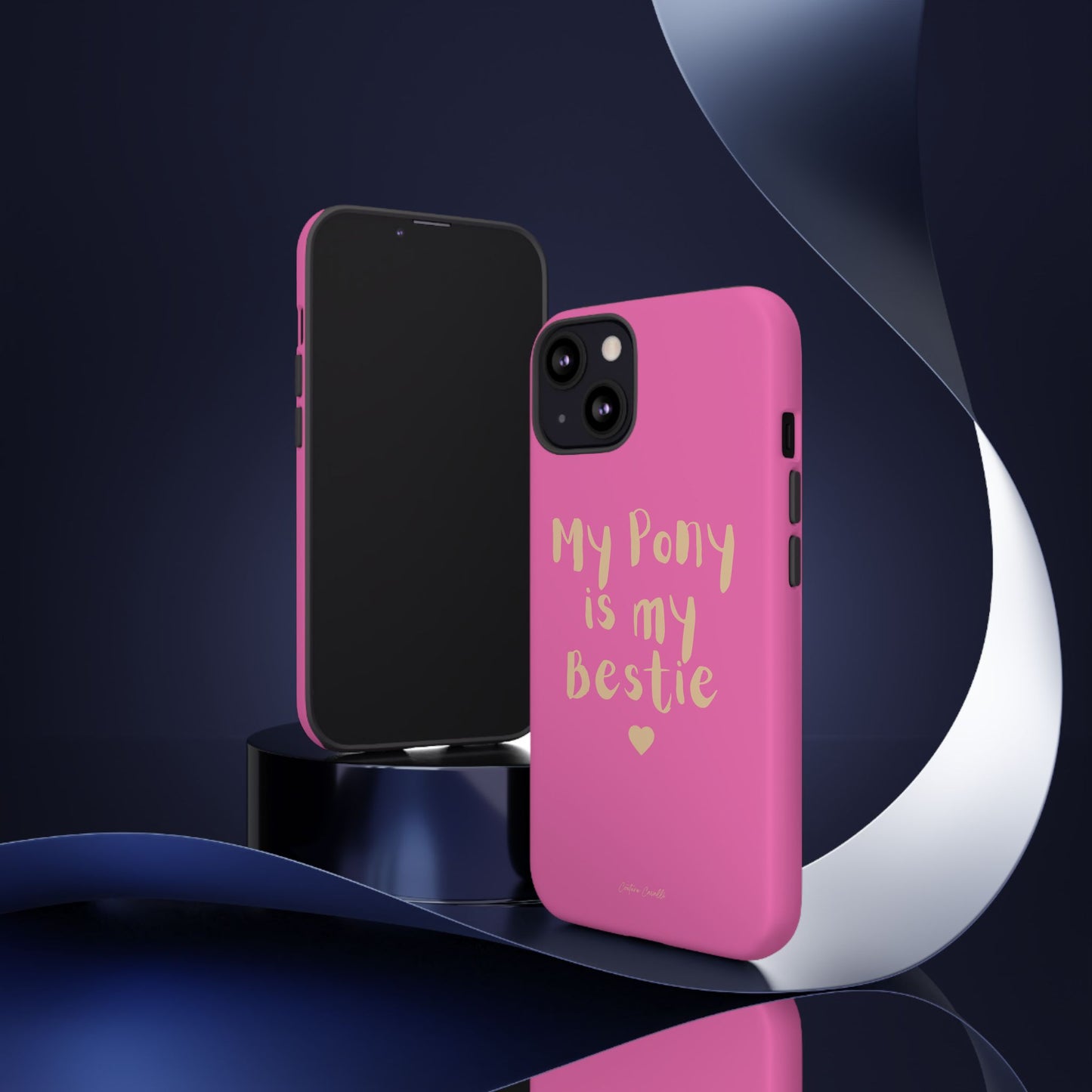 Pink 'My Pony Is My Bestie' Tough Phone Case I Handyhülle I Personalisiert mit Ponynamen