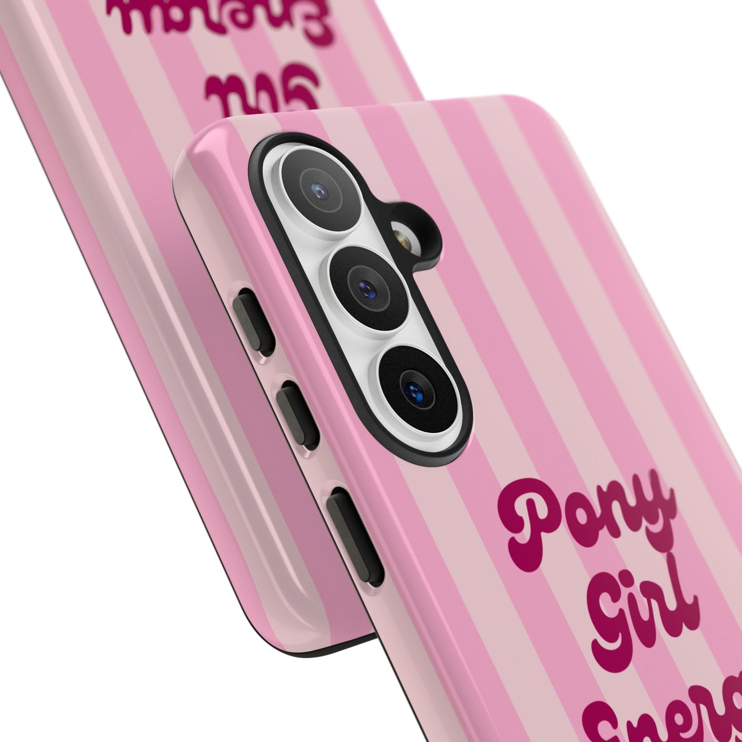 Pony Girl Energy Tough Phone Case — Pink Striped Protective Cover