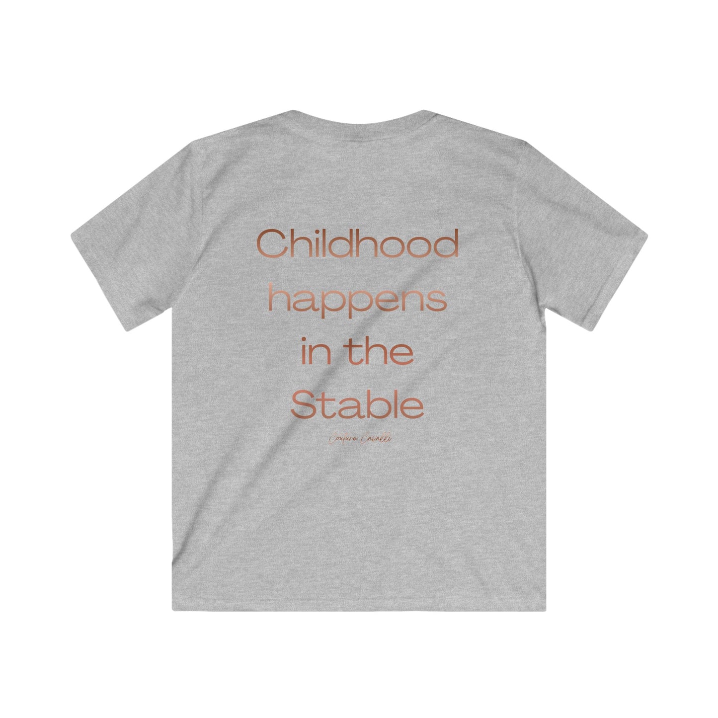 Kids Tee — "Childhood Happens in the Stable" Horse Lover T‑Shirt