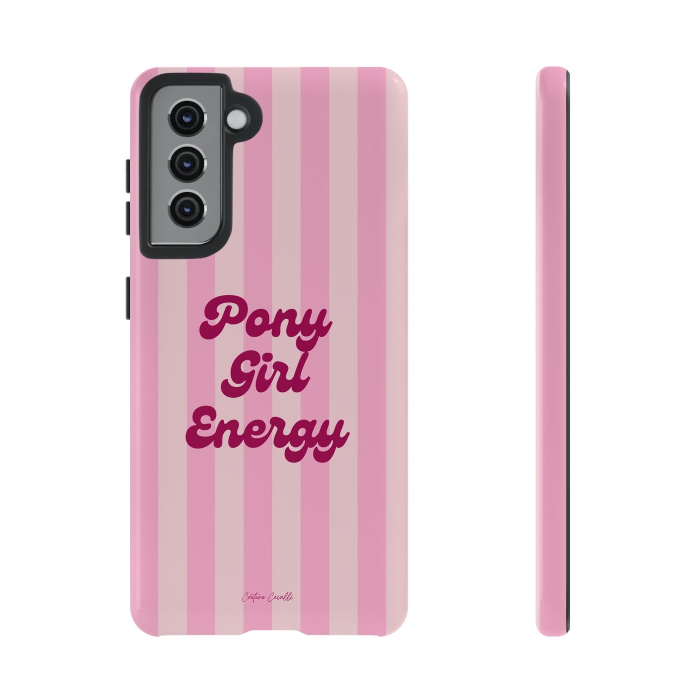 Pony Girl Energy Tough Phone Case — Pink Striped Protective Cover