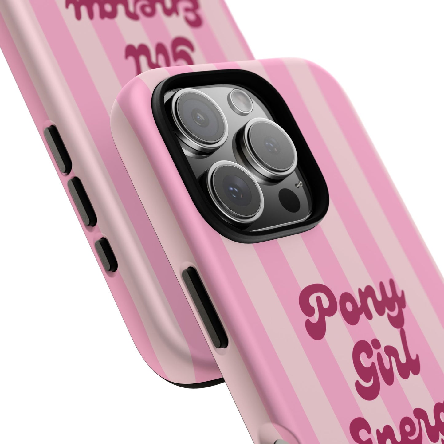 Pony Girl Energy Tough Phone Case — Pink Striped Protective Cover