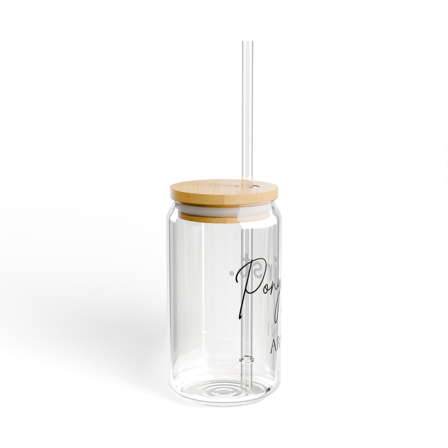 Personalisiertes Pony First Trinkglas mit Pferdenamen - Glas mit Bambusdeckel & Strohhalm für Pferdemädchen