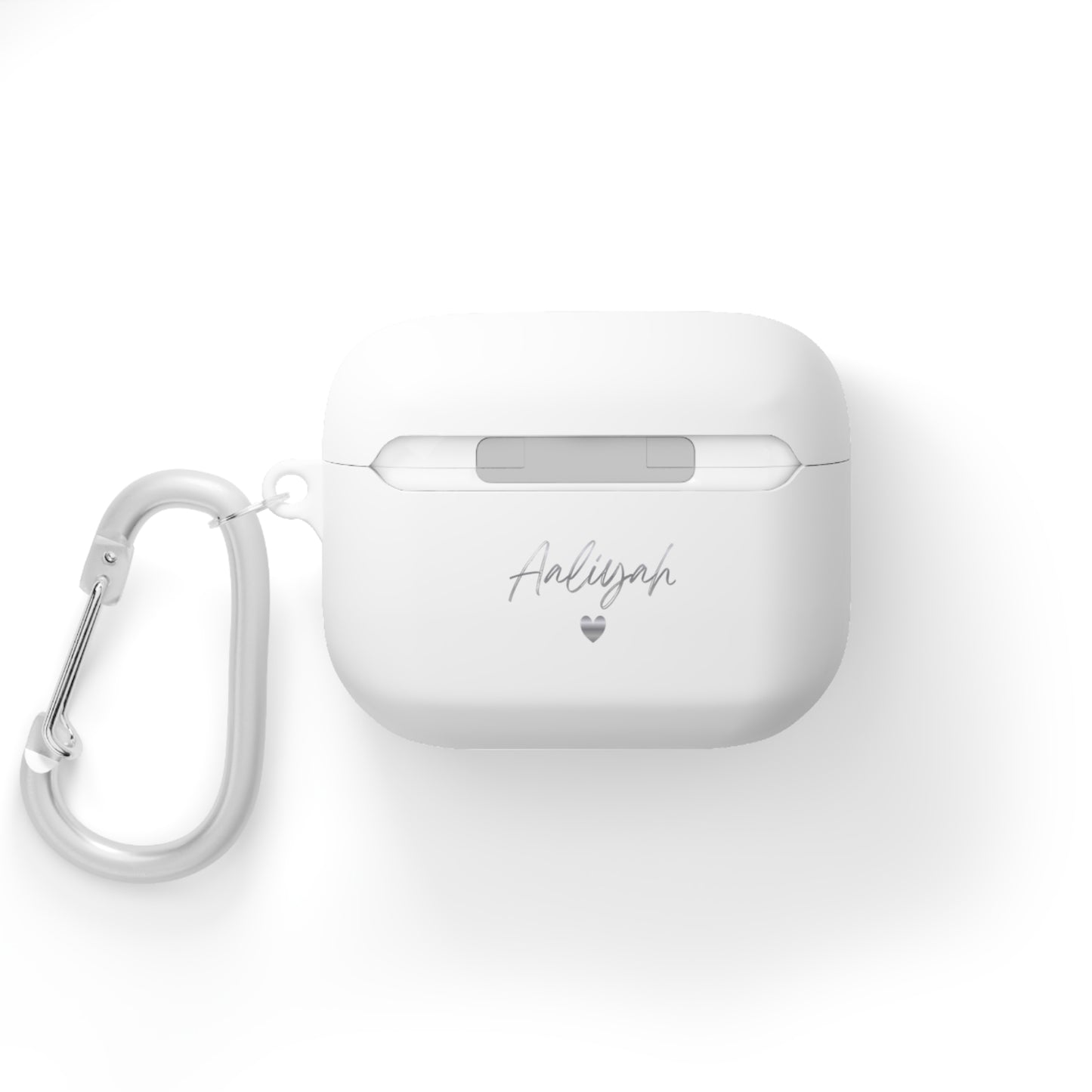 Minimal Personalized AirPods Case Cover — Custom Name Script with Carabiner