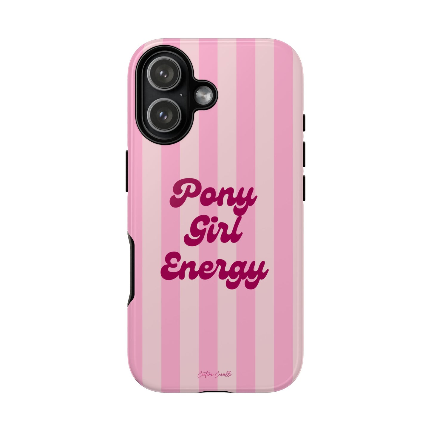 Pony Girl Energy Tough Phone Case — Pink Striped Protective Cover