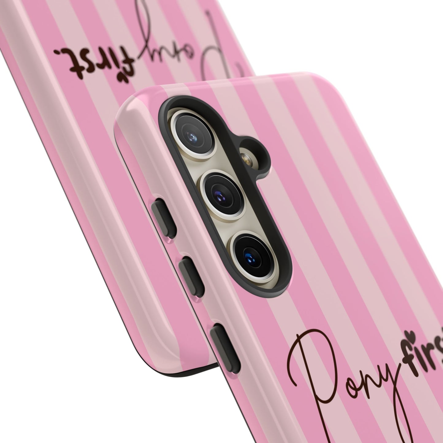 Pony First Phone Case — Pink Striped Tough Case for Horse Lovers