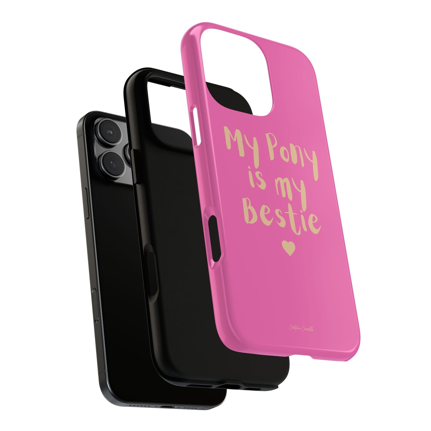 Pink 'My Pony Is My Bestie' Tough Phone Case I Handyhülle I Personalisiert mit Ponynamen