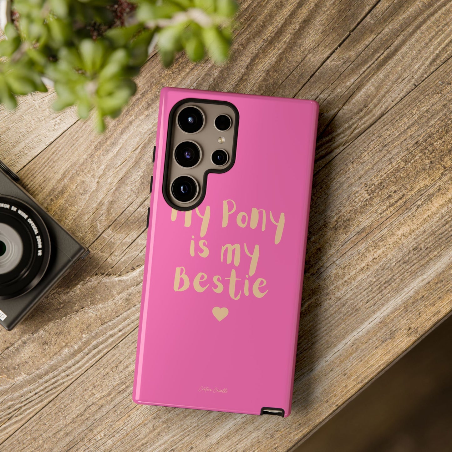 Pink 'My Pony Is My Bestie' Tough Phone Case I Handyhülle I Personalisiert mit Ponynamen