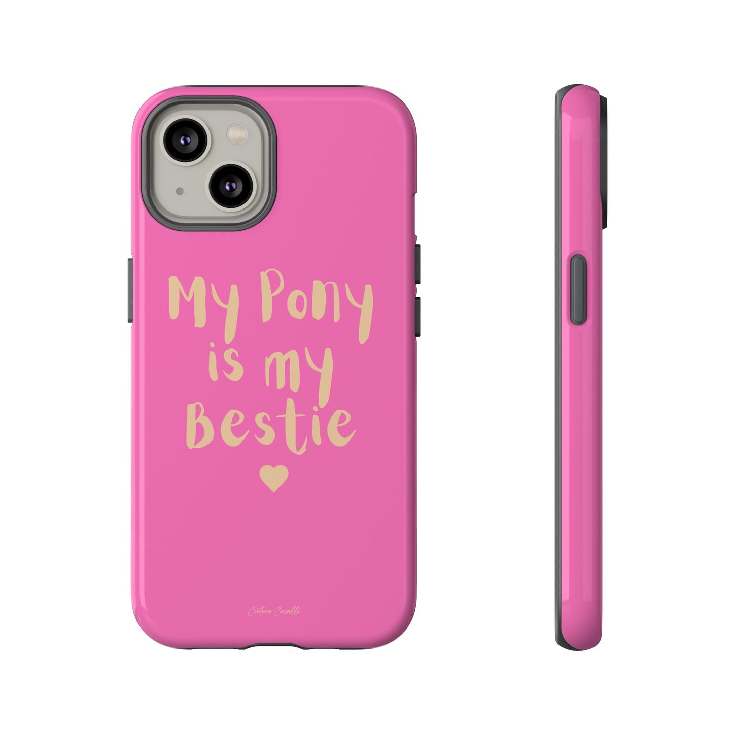 Pink 'My Pony Is My Bestie' Tough Phone Case I Handyhülle I Personalisiert mit Ponynamen