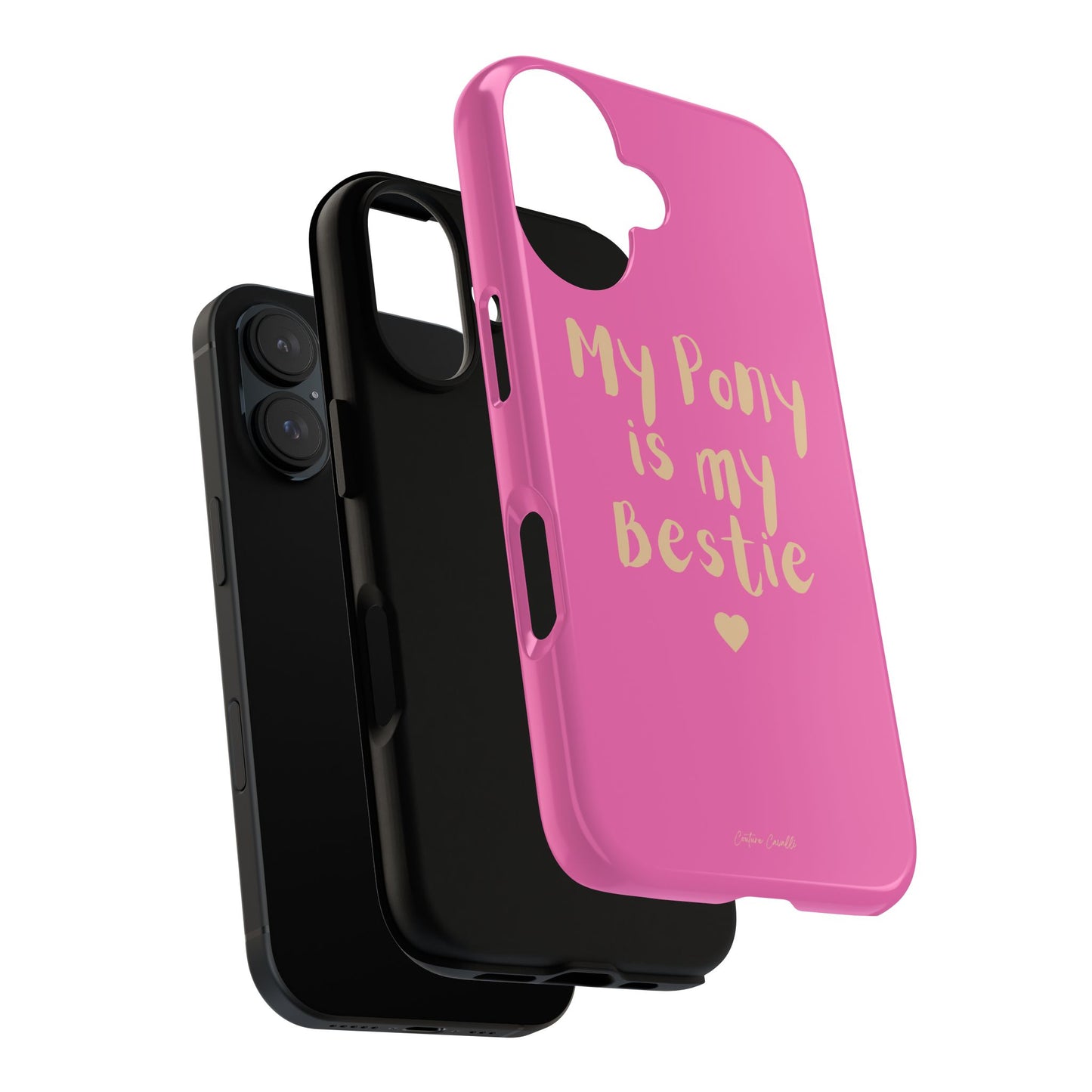 Pink 'My Pony Is My Bestie' Tough Phone Case I Handyhülle I Personalisiert mit Ponynamen