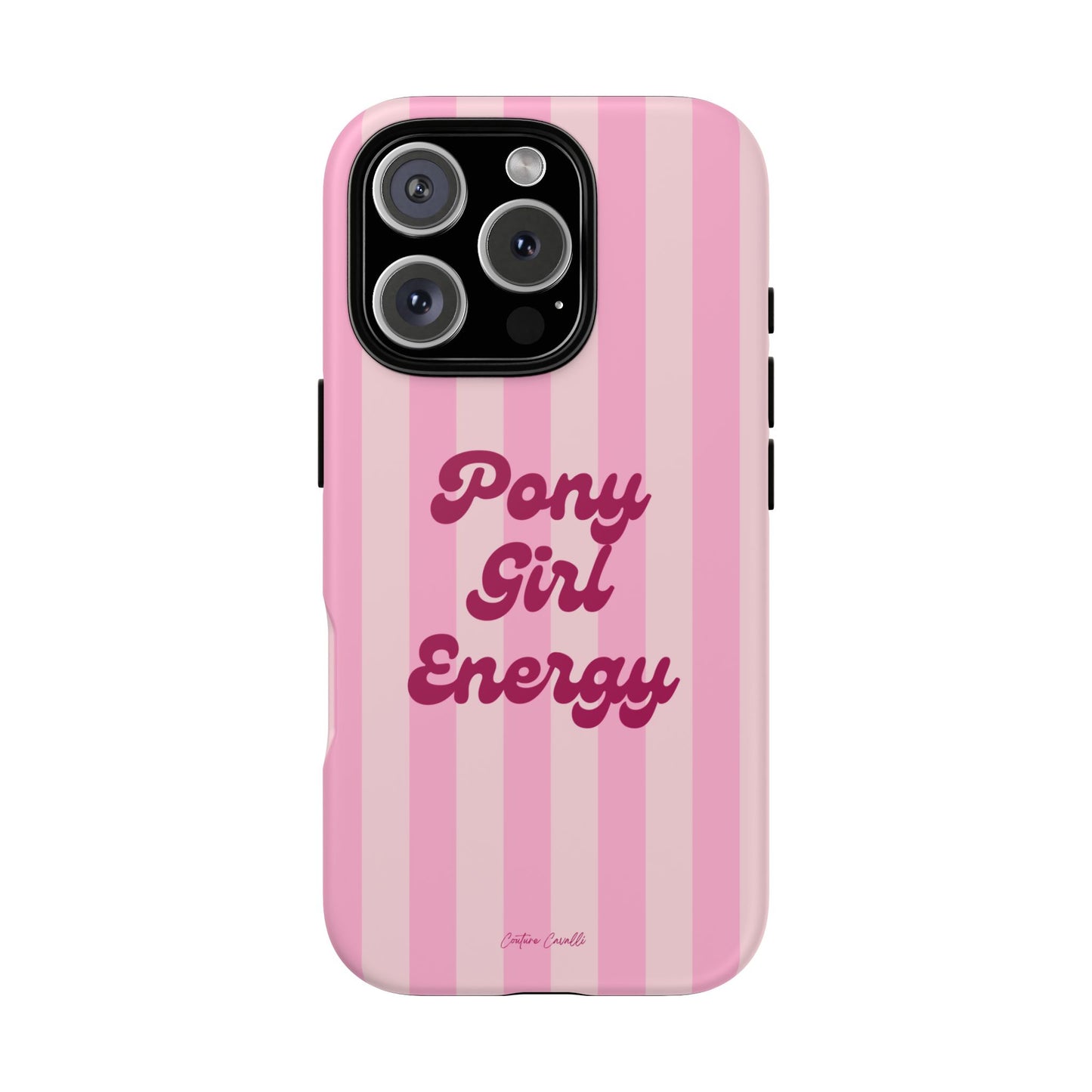 Pony Girl Energy Tough Phone Case — Pink Striped Protective Cover