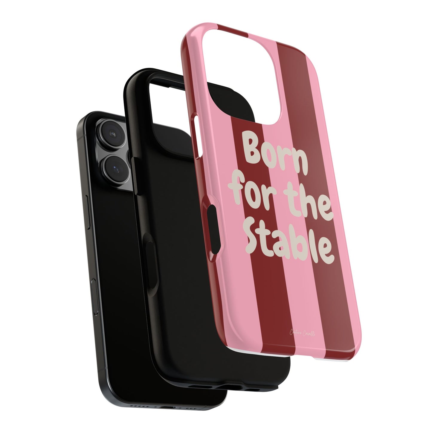 Phone Case — "Born for the Stable" Pink Striped Protective Tough Case