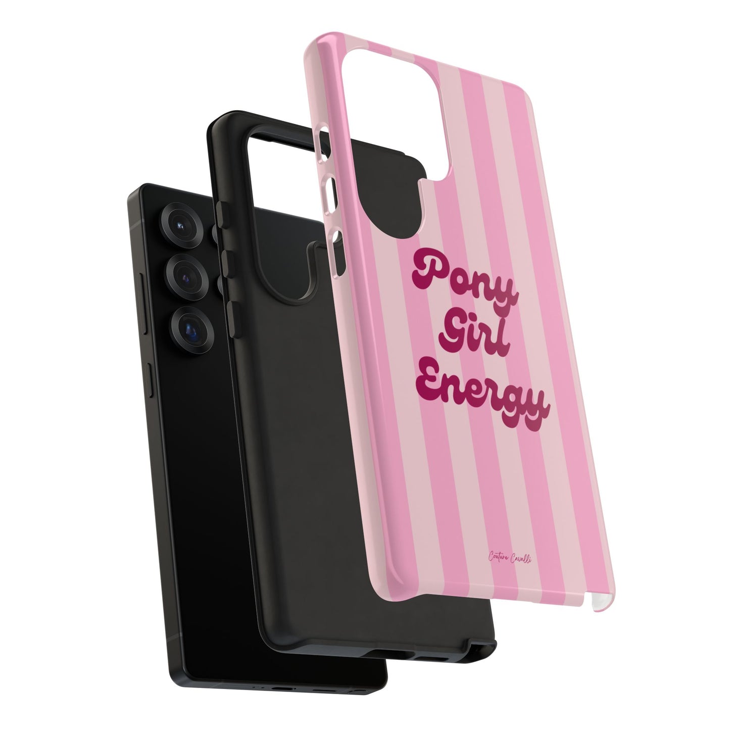 Pony Girl Energy Tough Phone Case — Pink Striped Protective Cover
