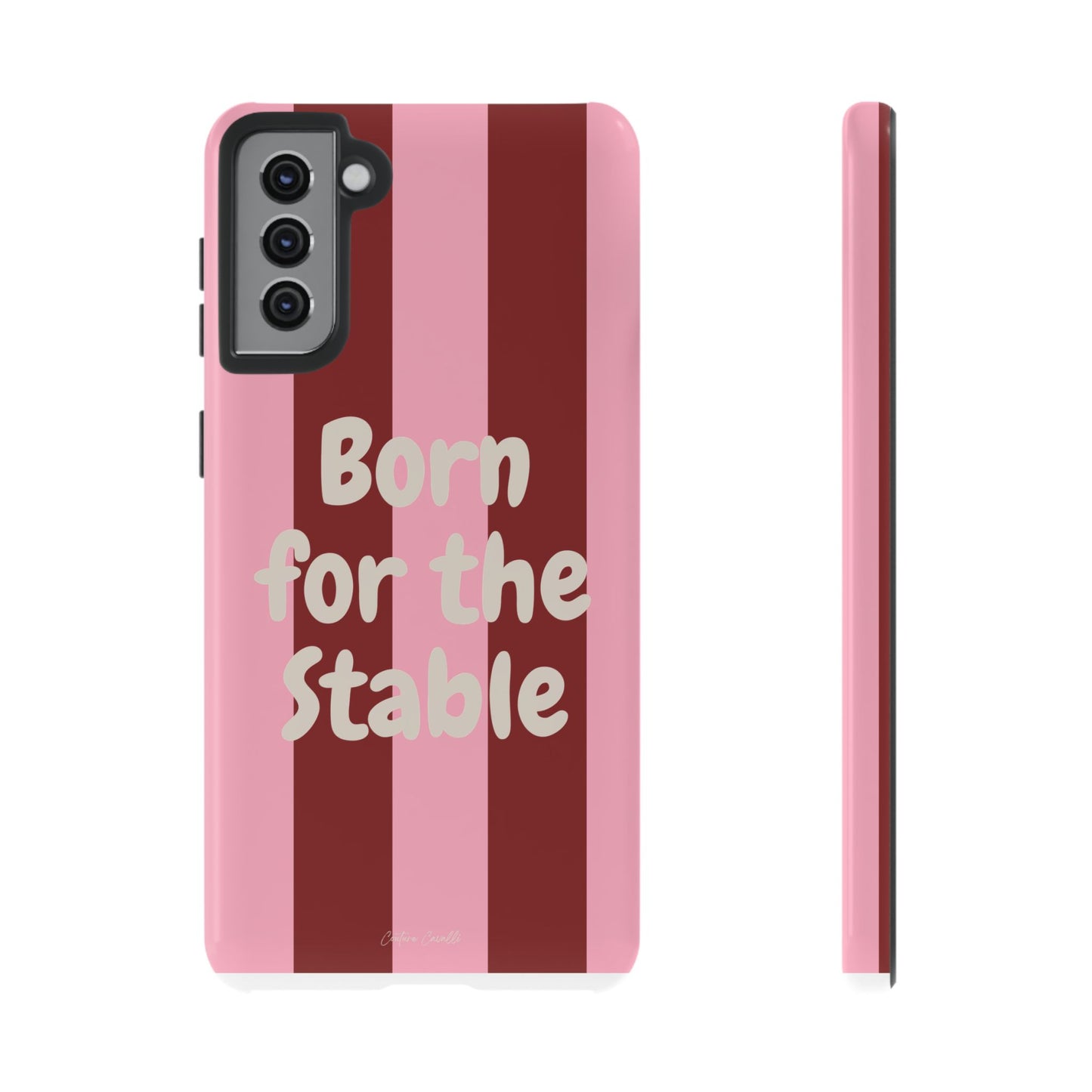 Phone Case — "Born for the Stable" Pink Striped Protective Tough Case