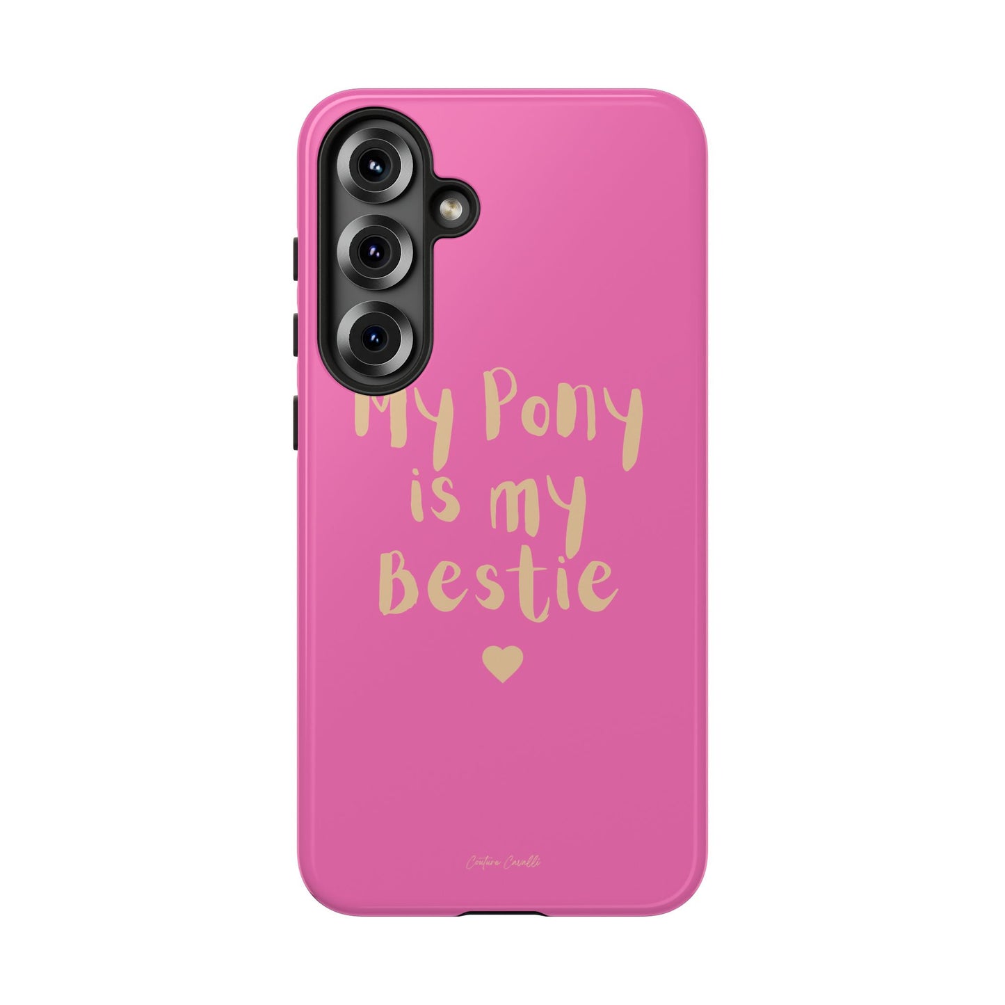 Pink 'My Pony Is My Bestie' Tough Phone Case I Handyhülle I Personalisiert mit Ponynamen