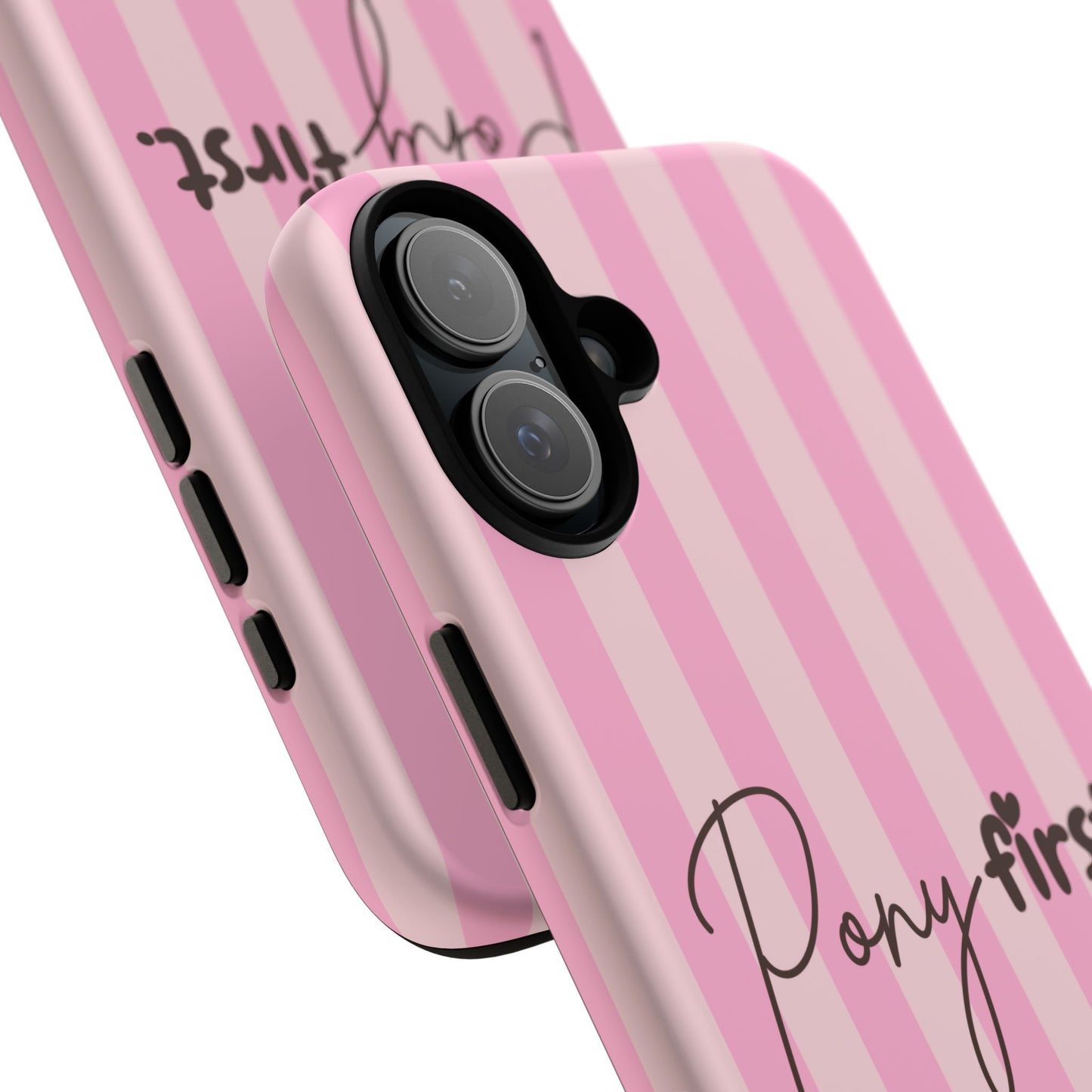 Pony First Phone Case — Pink Striped Tough Case for Horse Lovers