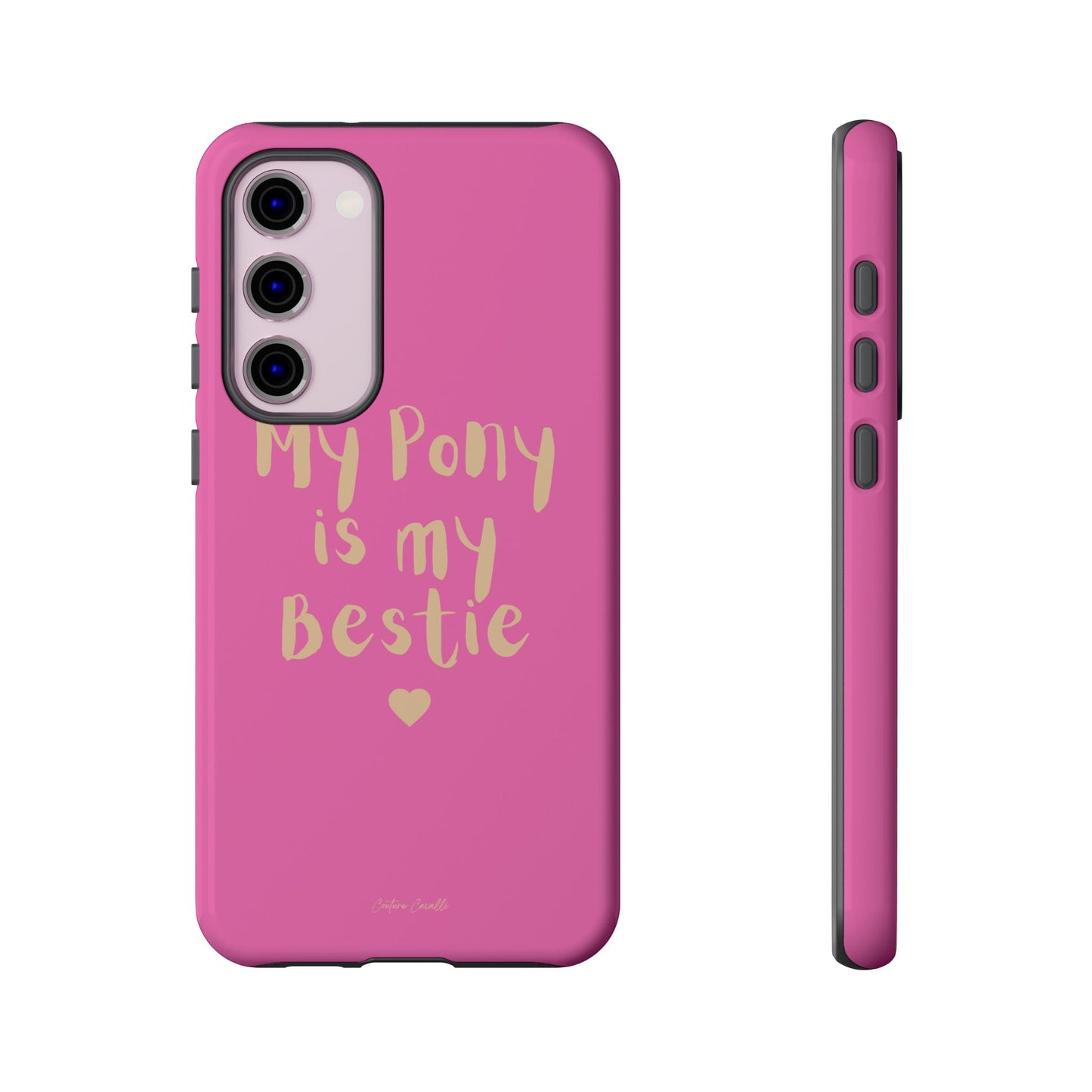 Pink 'My Pony Is My Bestie' Tough Phone Case I Handyhülle I Personalisiert mit Ponynamen