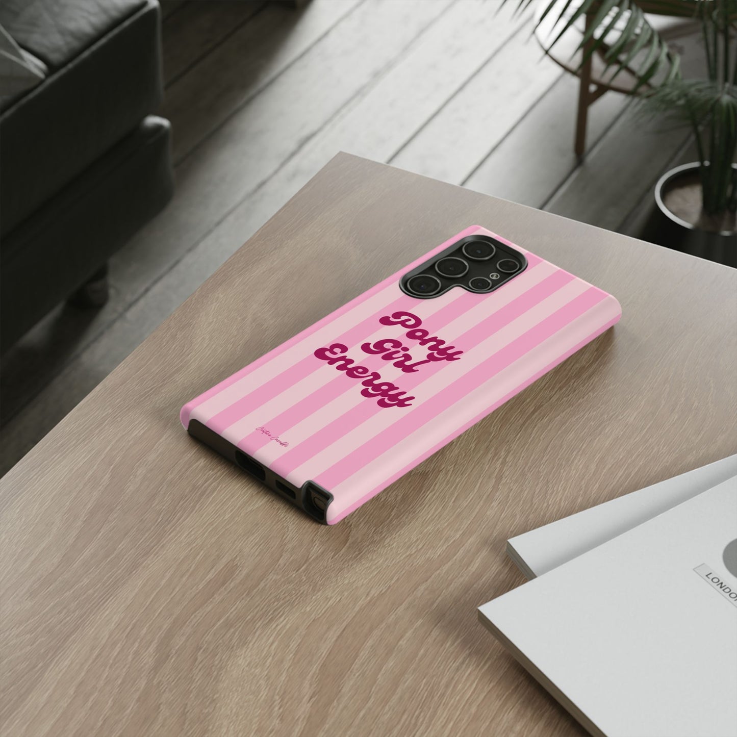 Pony Girl Energy Tough Phone Case — Pink Striped Protective Cover