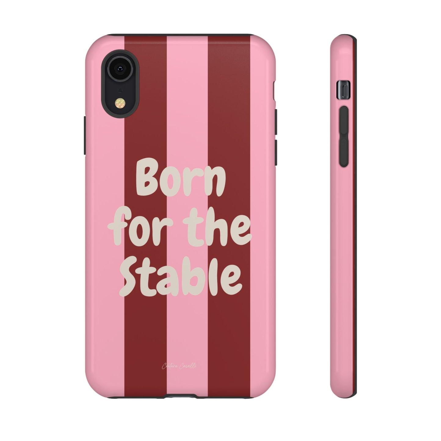 Phone Case — "Born for the Stable" Pink Striped Protective Tough Case