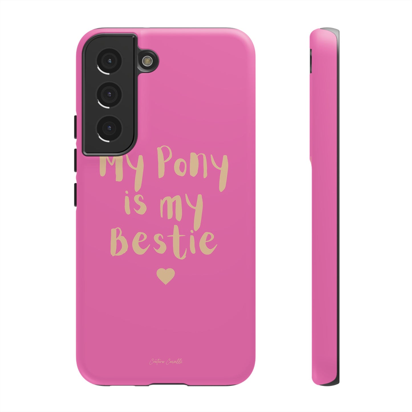 Pink 'My Pony Is My Bestie' Tough Phone Case I Handyhülle I Personalisiert mit Ponynamen