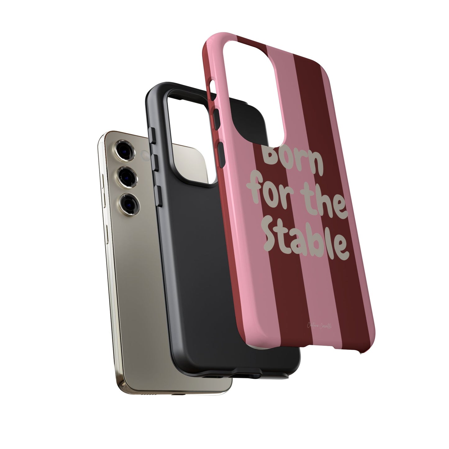 Phone Case — "Born for the Stable" Pink Striped Protective Tough Case