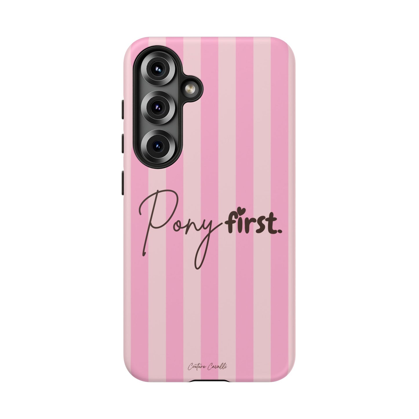 Pony First Phone Case — Pink Striped Tough Case for Horse Lovers