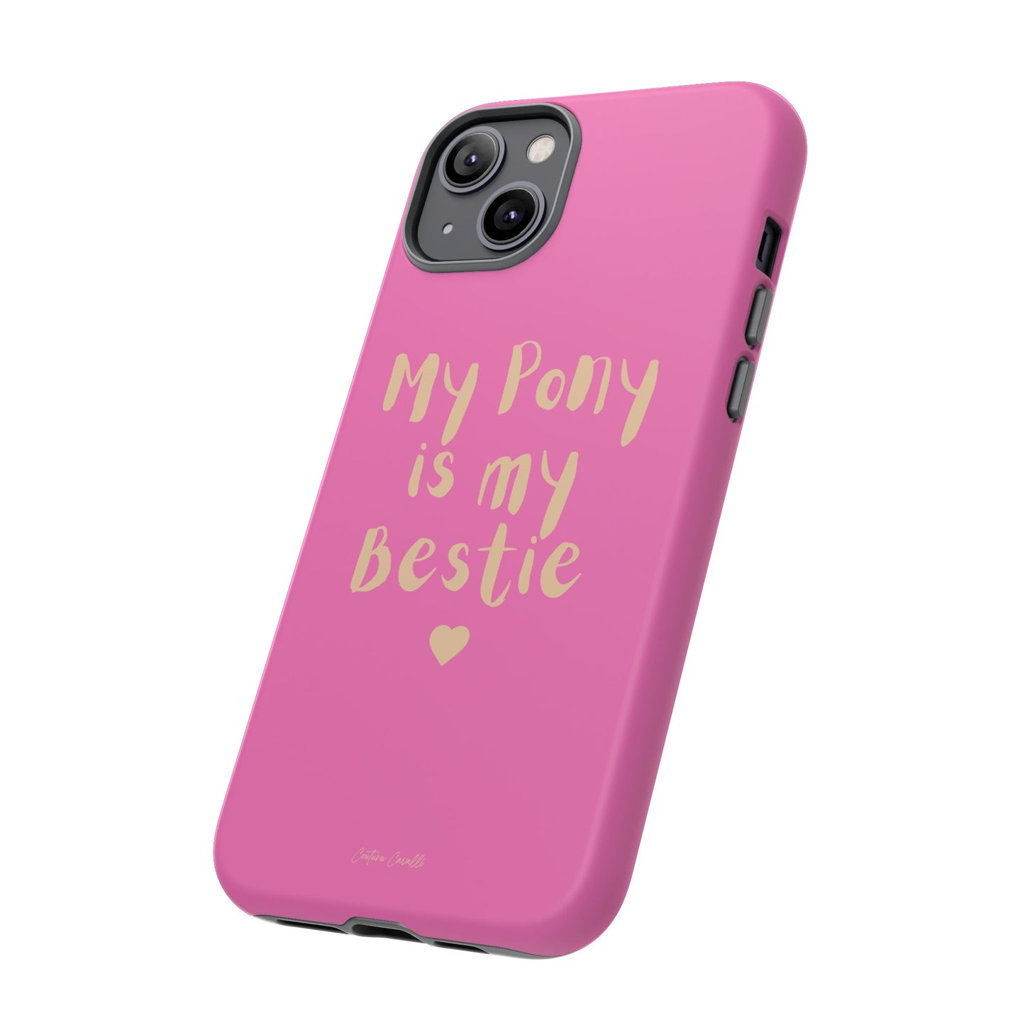 Pink 'My Pony Is My Bestie' Tough Phone Case I Handyhülle I Personalisiert mit Ponynamen