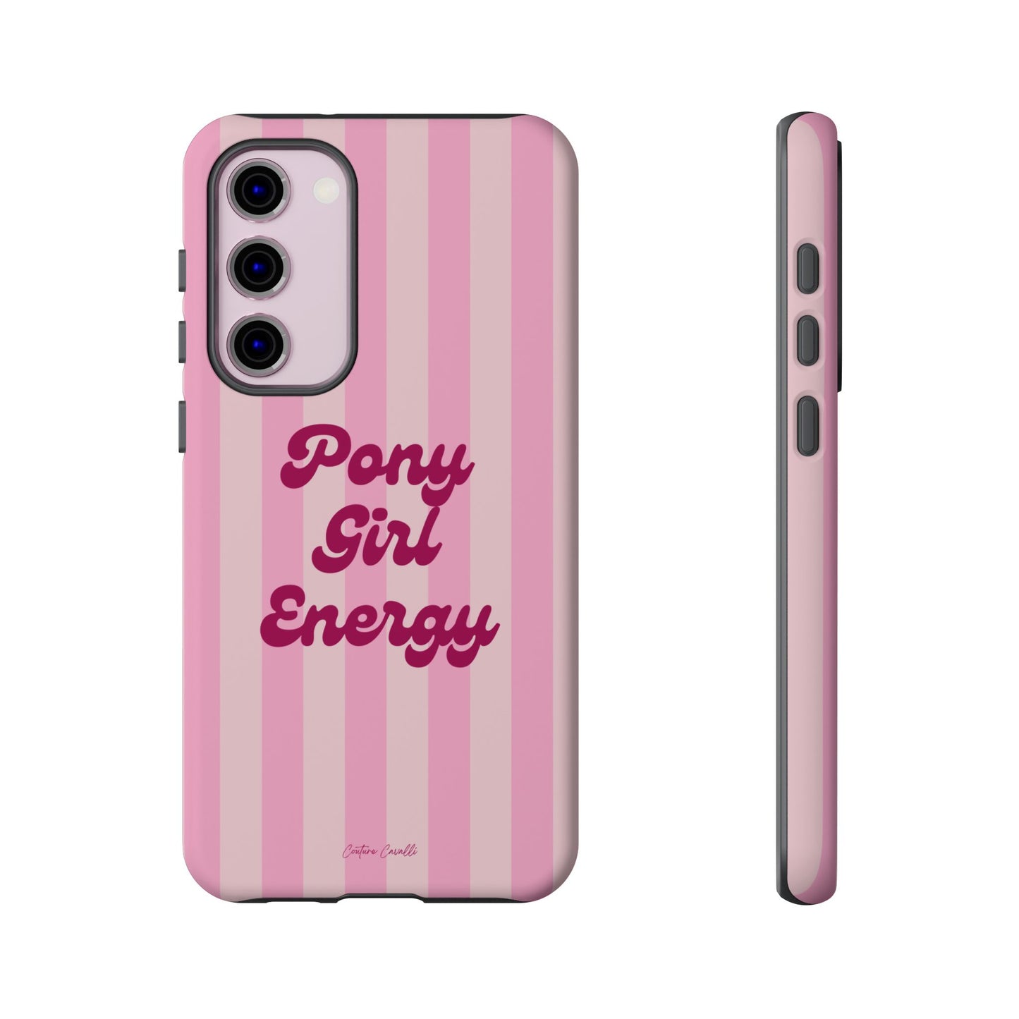 Pony Girl Energy Tough Phone Case — Pink Striped Protective Cover