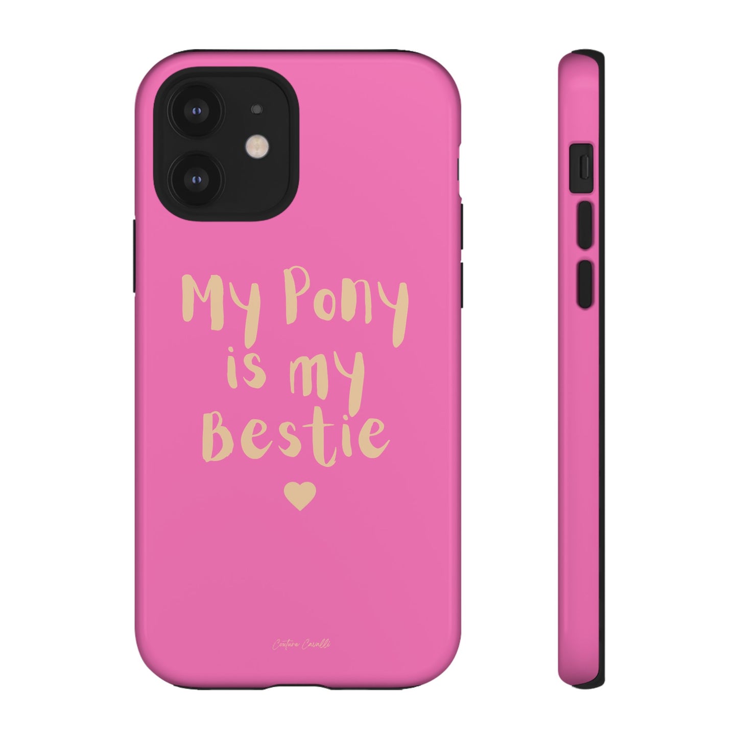 Pink 'My Pony Is My Bestie' Tough Phone Case I Handyhülle I Personalisiert mit Ponynamen
