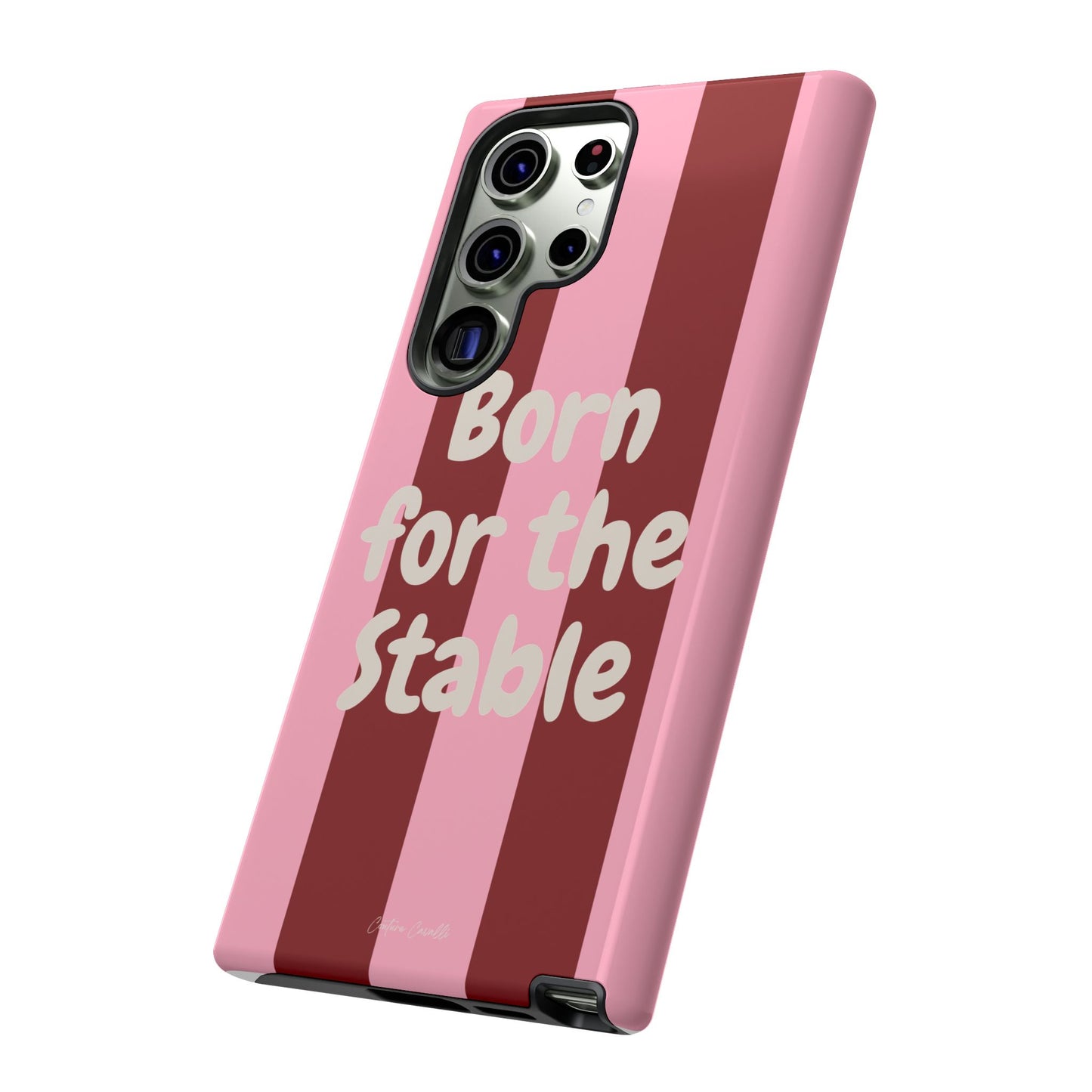 Phone Case — "Born for the Stable" Pink Striped Protective Tough Case