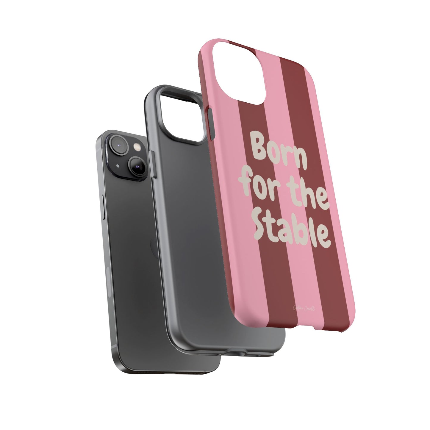 Phone Case — "Born for the Stable" Pink Striped Protective Tough Case
