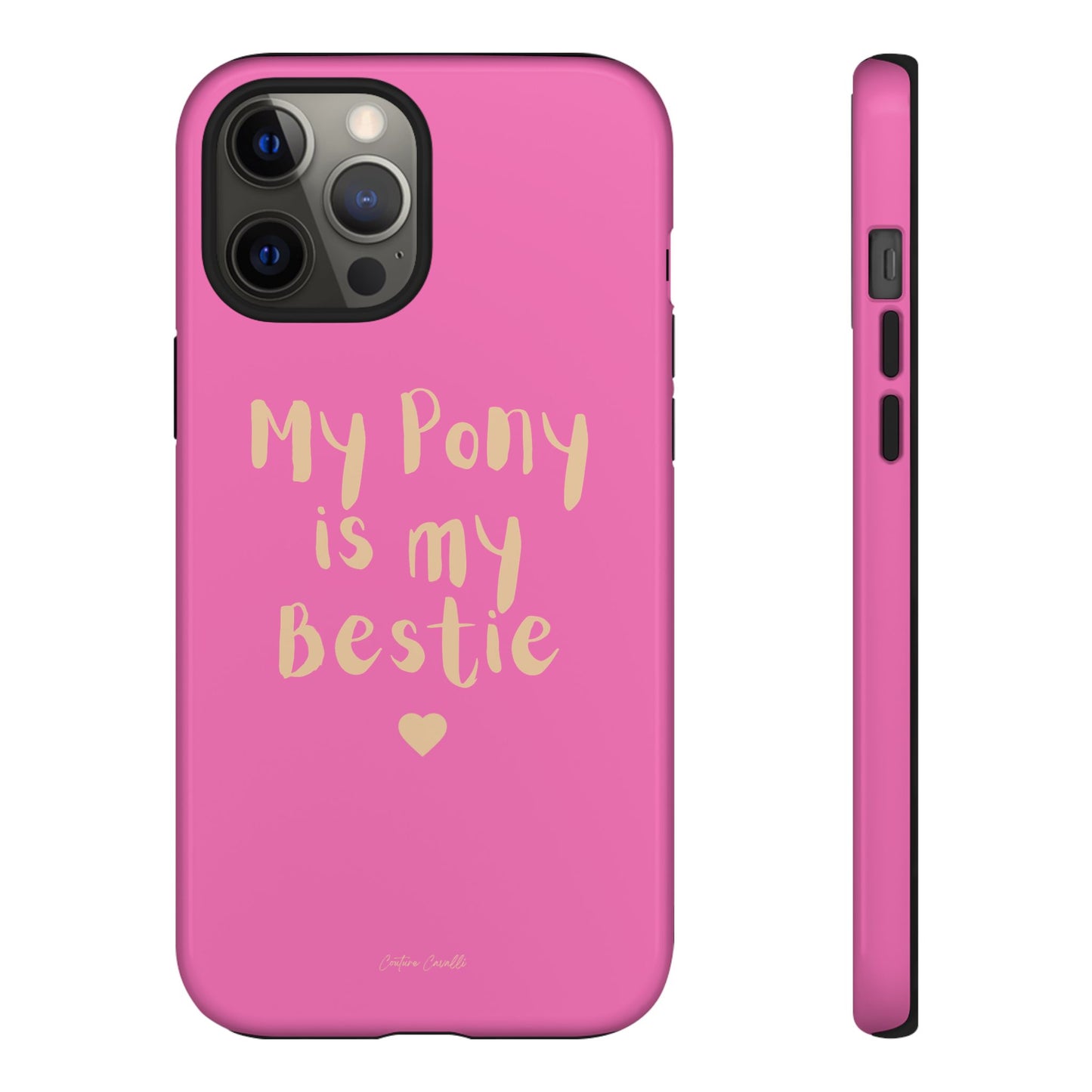 Pink 'My Pony Is My Bestie' Tough Phone Case I Handyhülle I Personalisiert mit Ponynamen