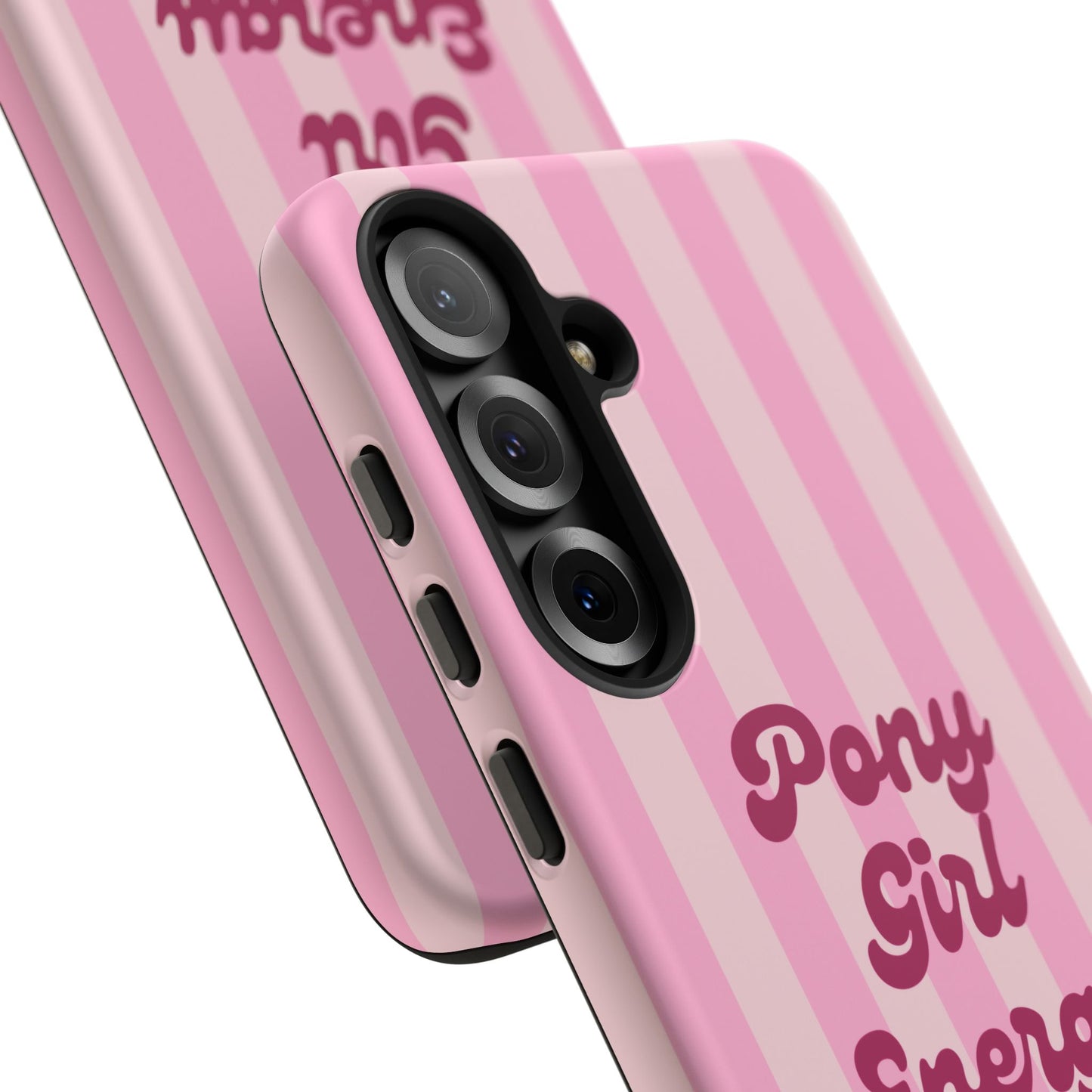 Pony Girl Energy Tough Phone Case — Pink Striped Protective Cover