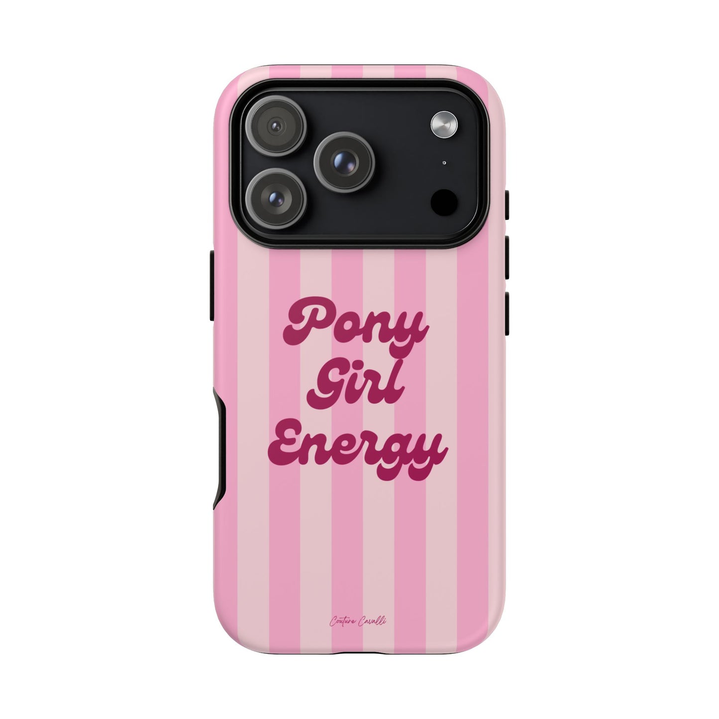 Pony Girl Energy Tough Phone Case — Pink Striped Protective Cover