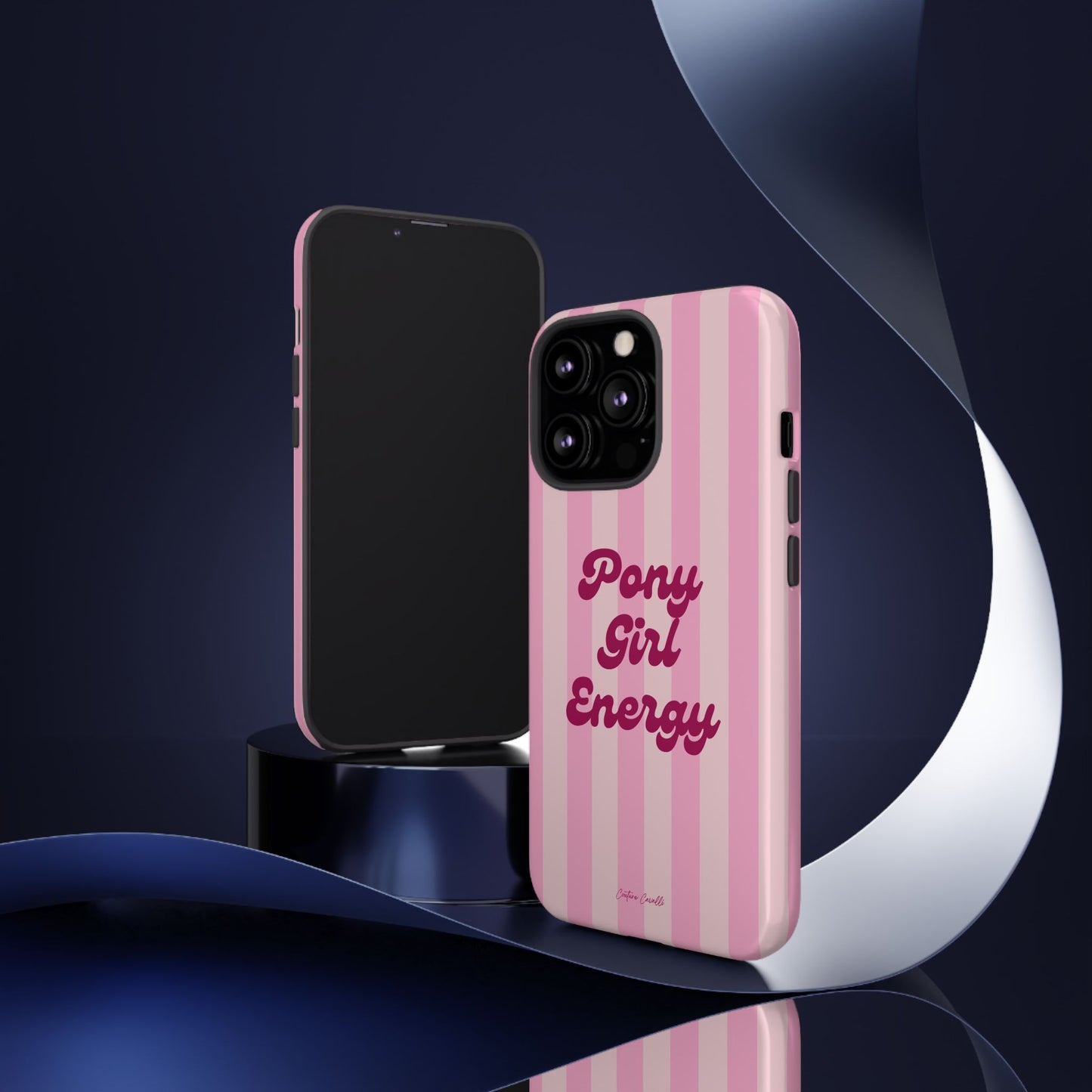 Pony Girl Energy Tough Phone Case — Pink Striped Protective Cover