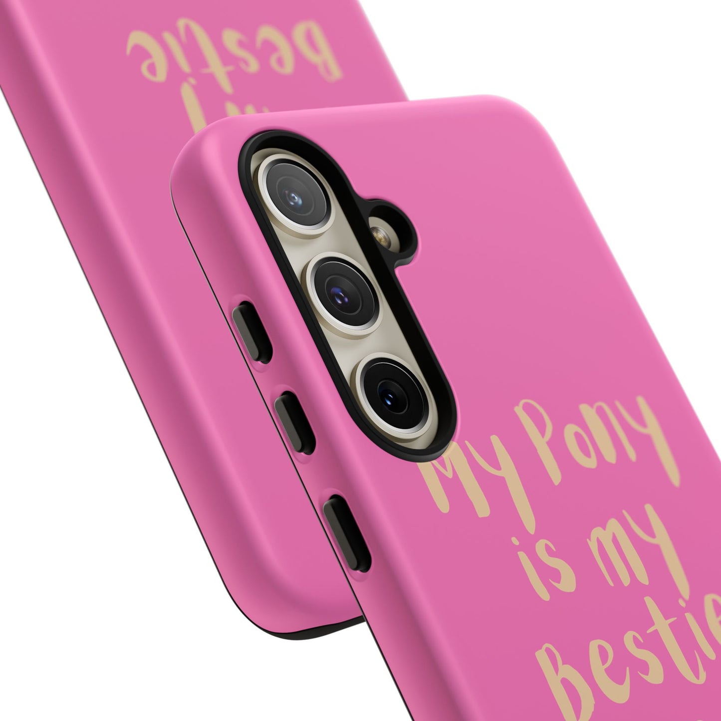Pink 'My Pony Is My Bestie' Tough Phone Case I Handyhülle I Personalisiert mit Ponynamen