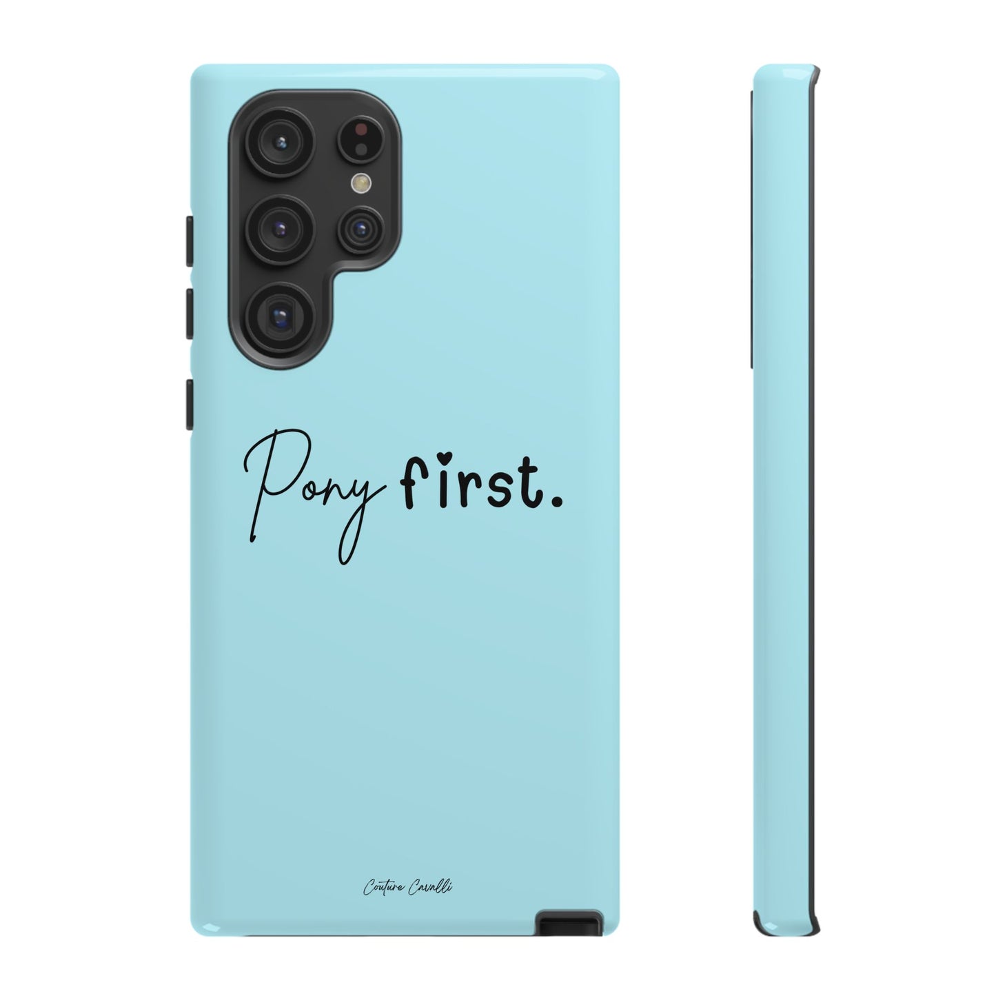 Pony First Phone Case - Protective Tough iPhone Cover with Minimalist Equestrian Script