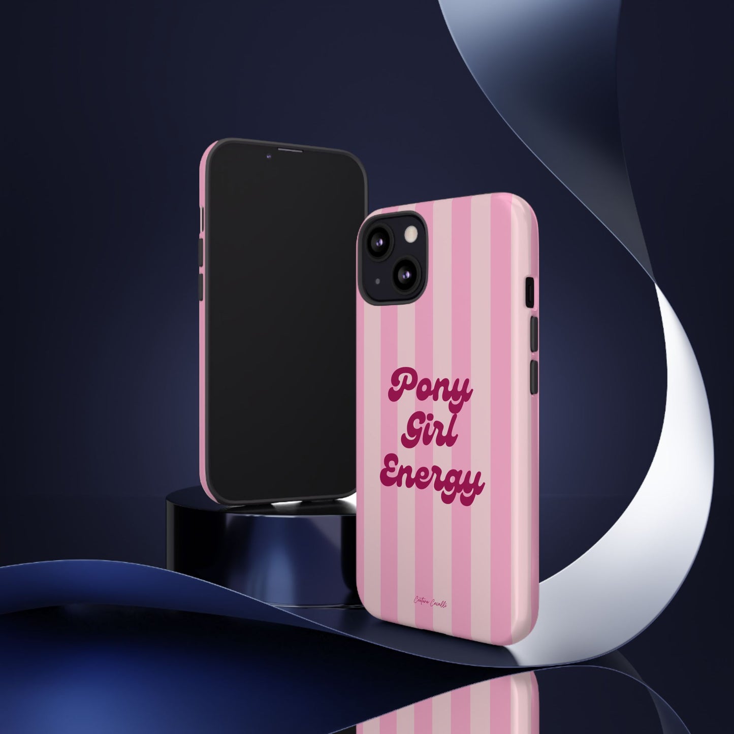 Pony Girl Energy Tough Phone Case — Pink Striped Protective Cover