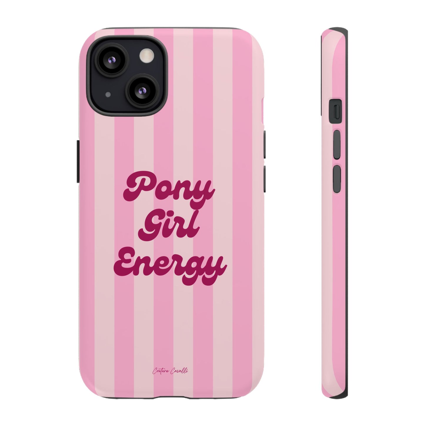 Pony Girl Energy Tough Phone Case — Pink Striped Protective Cover