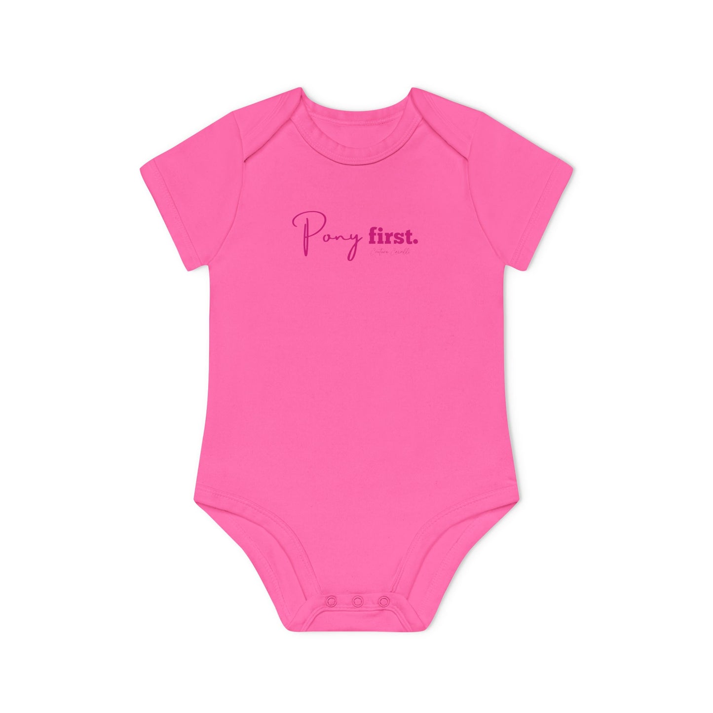 Pony First Baby Body – Pferdeliebe Body | Stall Baby Outfit | Reitsport Geschenkidee