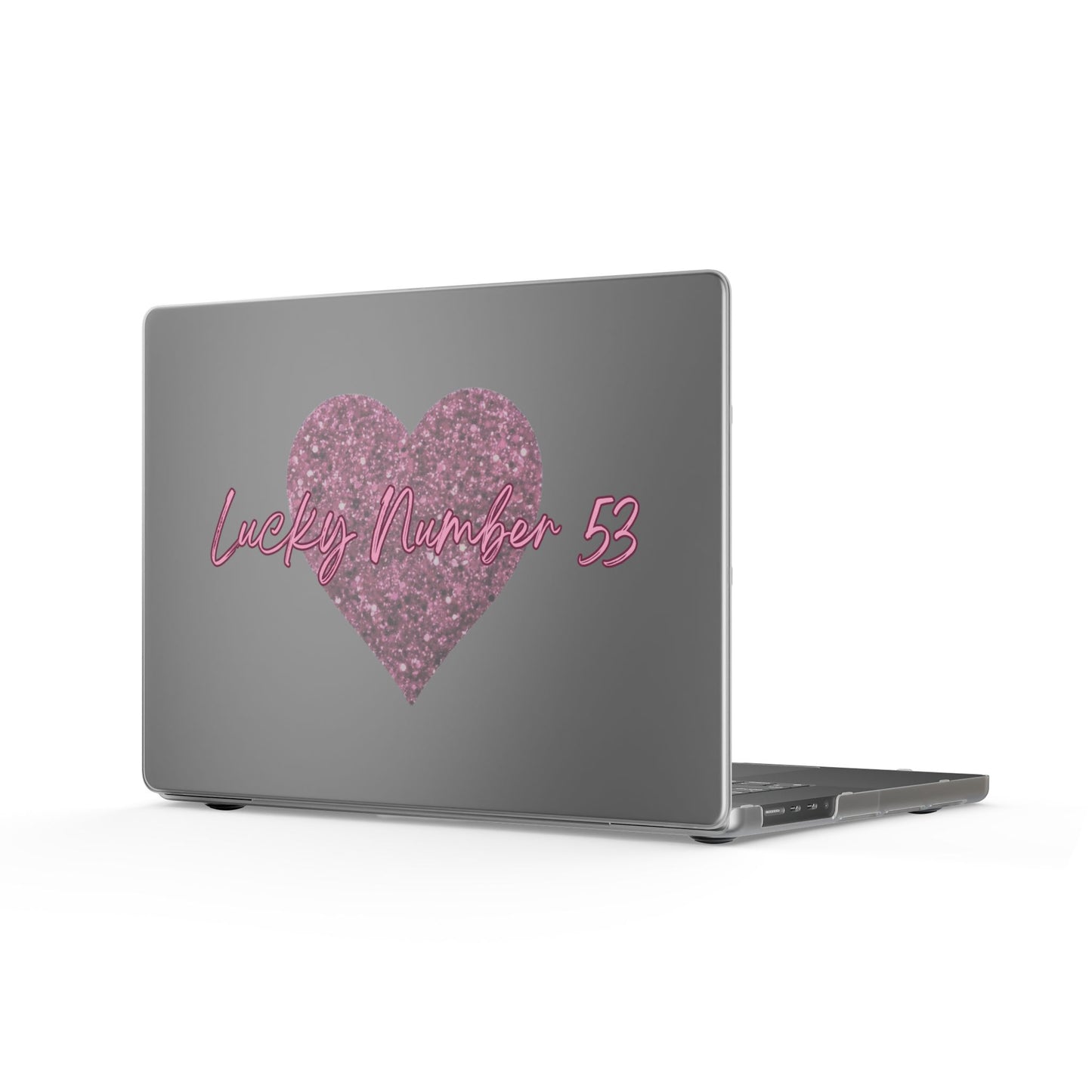 Matte MacBook Case — Pink Glitter Heart mit Pferdenamen pesonalisiert