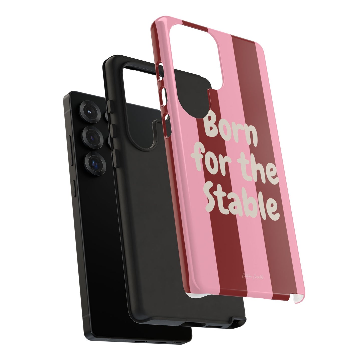 Phone Case — "Born for the Stable" Pink Striped Protective Tough Case