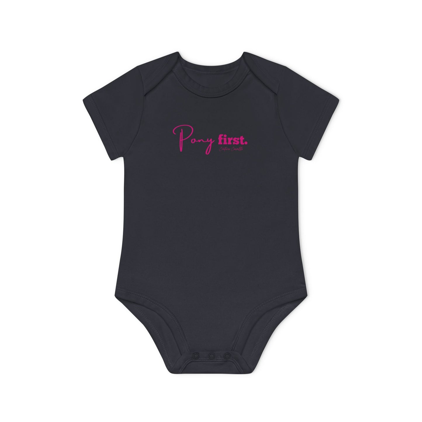 Pony First Baby Body – Pferdeliebe Body | Stall Baby Outfit | Reitsport Geschenkidee