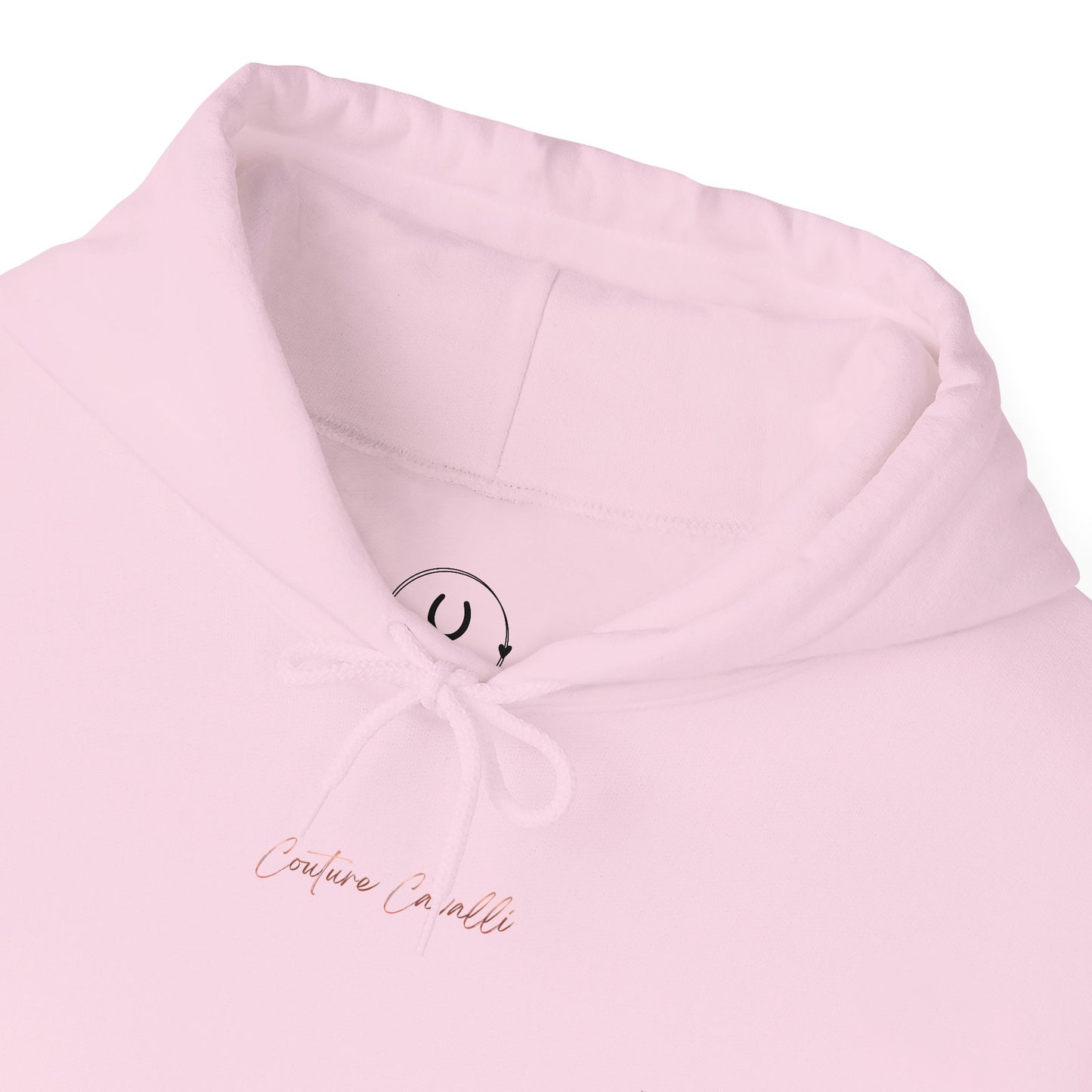 Horse First Hoodie — Equestrian White Pullover with 'Horse First.' Gold Script