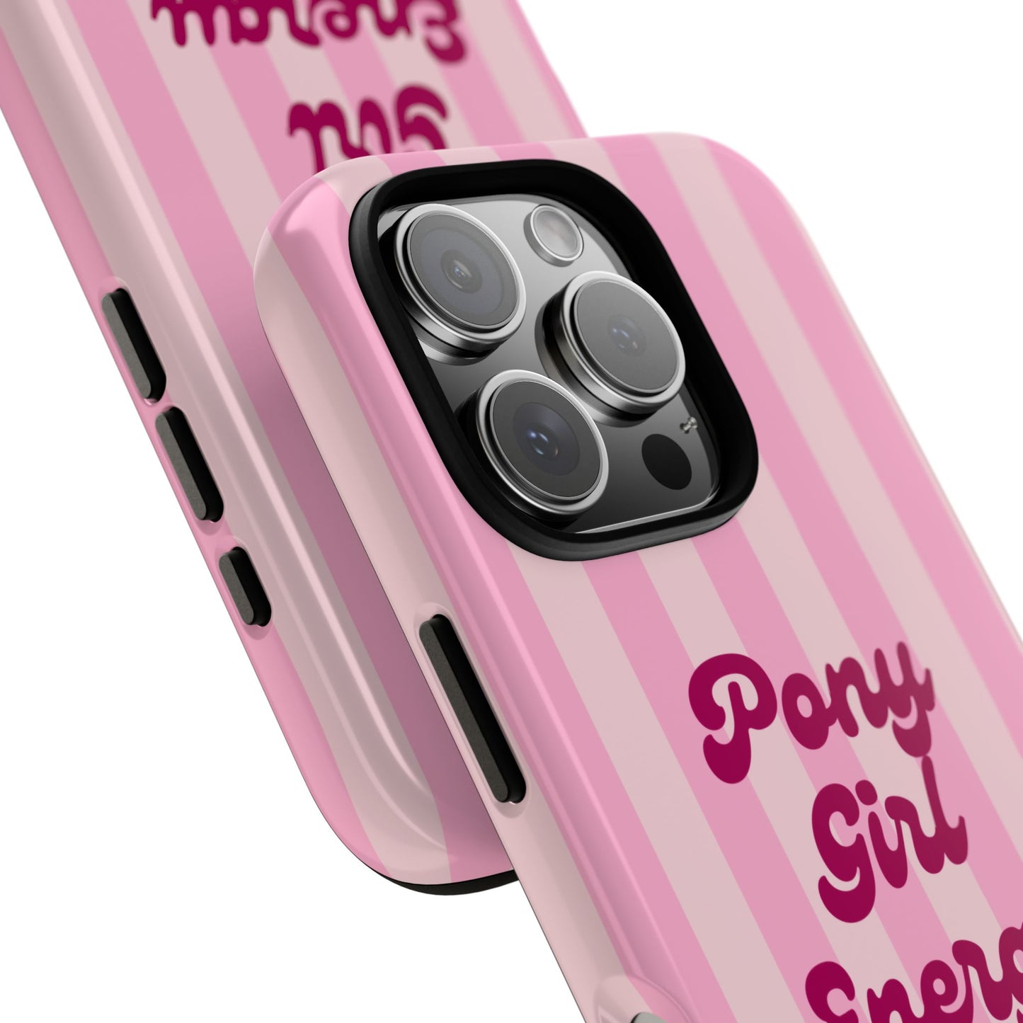 Pony Girl Energy Tough Phone Case — Pink Striped Protective Cover