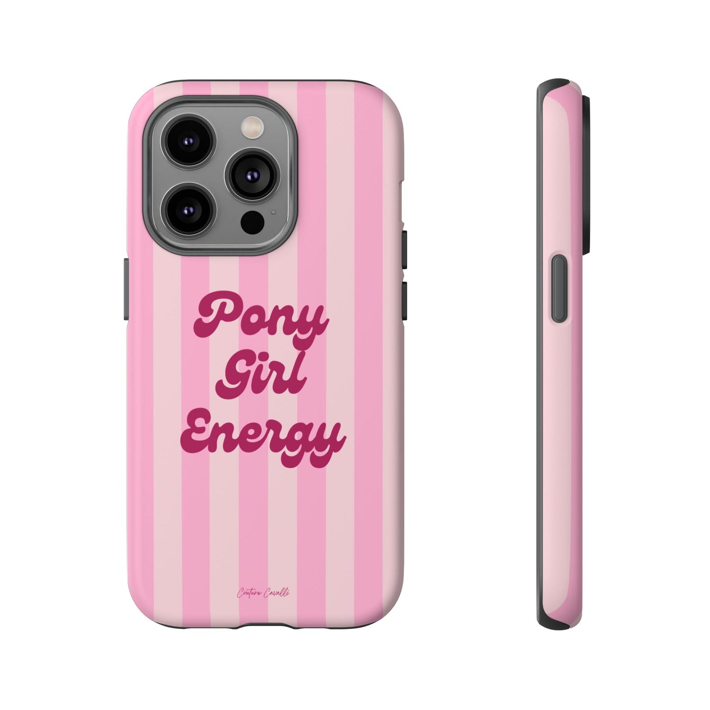Pony Girl Energy Tough Phone Case — Pink Striped Protective Cover